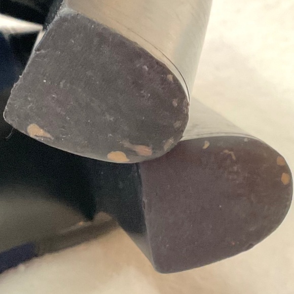 Black/Blue Leather Pull On Tory Burch Leighton Chunky Block Heel Booties Sz 7.5M - Picture 14 of 16